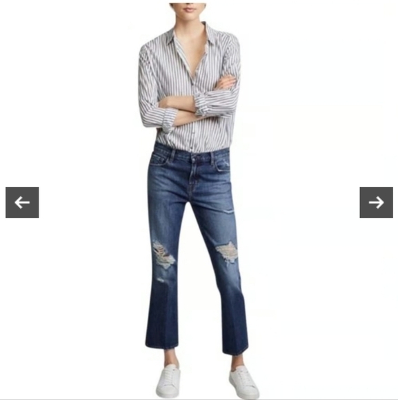 J Brand Aubrie Hight Rise Crop Boot in Adtonish Destruct - Picture 1 of 15